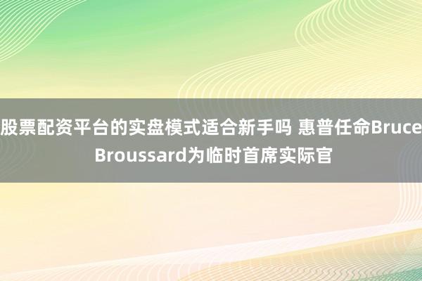 股票配资平台的实盘模式适合新手吗 惠普任命Bruce Broussard为临时首席实际官