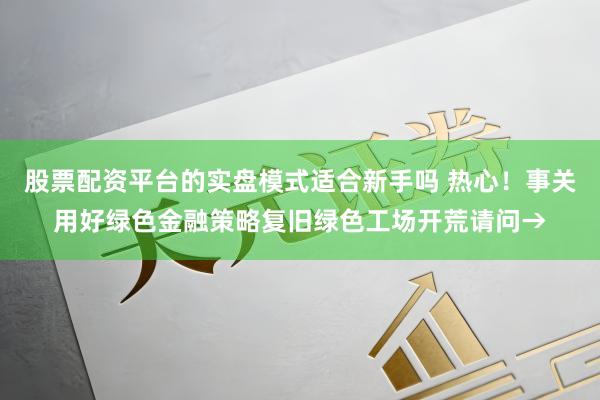 股票配资平台的实盘模式适合新手吗 热心！事关用好绿色金融策略复旧绿色工场开荒请问→